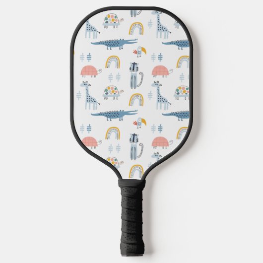 Doodle Animal Fun Patroon Pickleball Paddle (Voorkant)