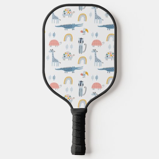 Doodle Animal Fun Patroon Pickleball Paddle (Achterkant)