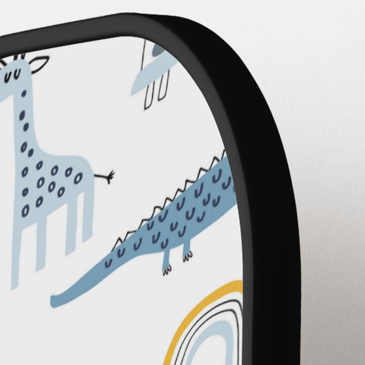 Doodle Animal Fun Patroon Pickleball Paddle (Links Detail)