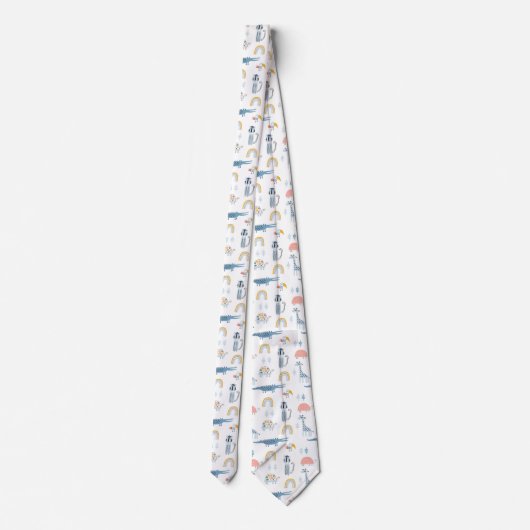 Doodle Animal Fun Patroon Stropdas (Achterkant)