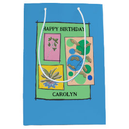  doodle art 3 planten, verjaardag, jouw naam medium cadeauzakje