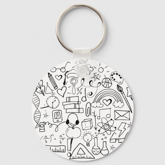 Doodle Art Black en White-rugzak Charm Sleutelhanger (Voorkant)
