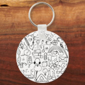 Doodle Art Black en White-rugzak Charm Sleutelhanger (Voorkant)
