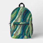 Doodle art blues en greens bedrukte rugzak (Voorkant)