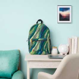 Doodle art blues en greens bedrukte rugzak