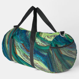 Doodle art blues en greens plunjezak