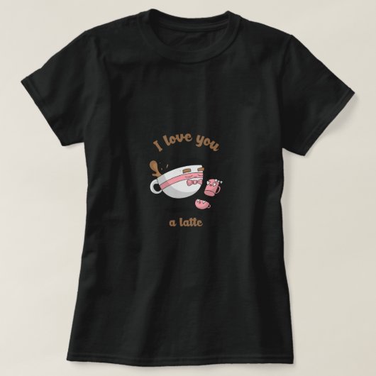 Doodle Art Cute Cartoon Coffee Couple Latte T-shirt (Design voorkant)