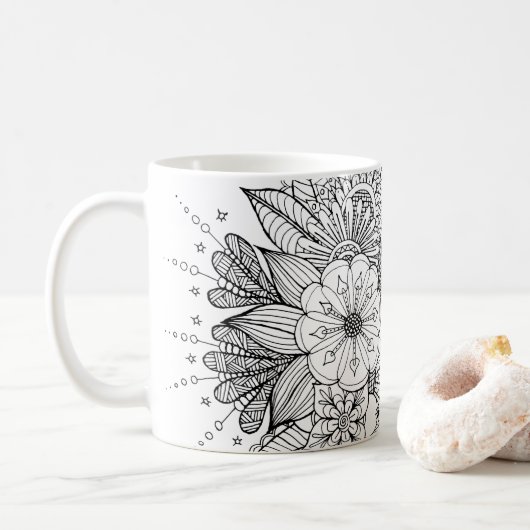 Doodle Art Design nr. 1 op mok van koffie (Met donut)