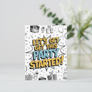 Doodle Art Explosie Verjaardagsontwerp Briefkaart