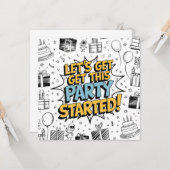 Doodle Art Explosie Verjaardagsontwerp Kaart (Voorkant / Achterkant in situ)