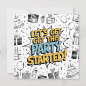 Doodle Art Explosie Verjaardagsontwerp Kaart (Voorkant)