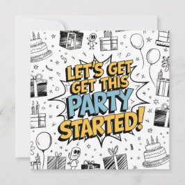 Doodle Art Explosie Verjaardagsontwerp Kaart