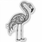 Doodle art Flamingo Sticker (Voorkant)