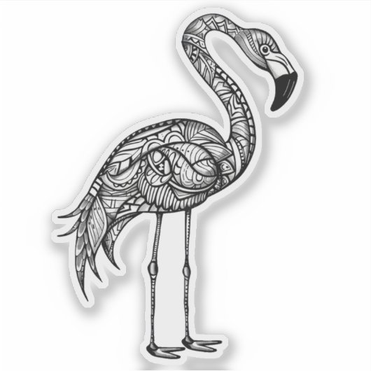 Doodle art Flamingo Sticker (Voorkant)