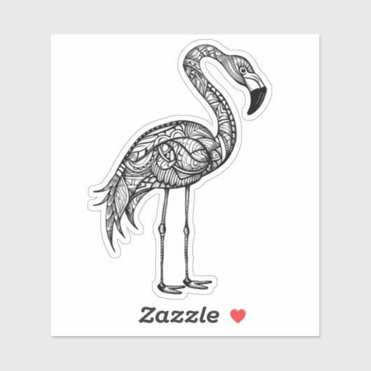 Doodle art Flamingo Sticker (Vel)