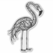 Doodle art Flamingo Sticker (Voorkant)