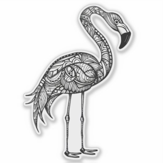 Doodle art Flamingo Sticker (Voorkant)