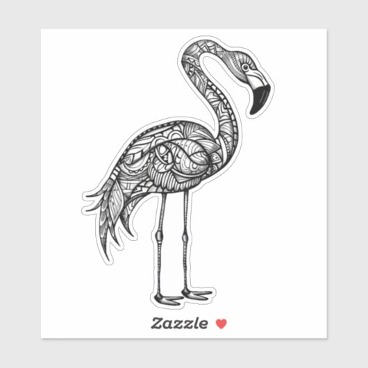 Doodle art Flamingo Sticker (Vel)