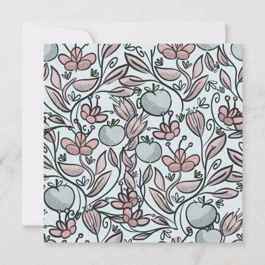 Doodle art floral bedankkaart (Voorkant)
