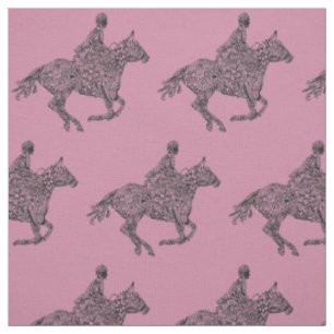 Doodle art horse rijder stof