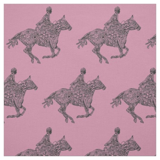 Doodle art horse rijder stof (Swatch)
