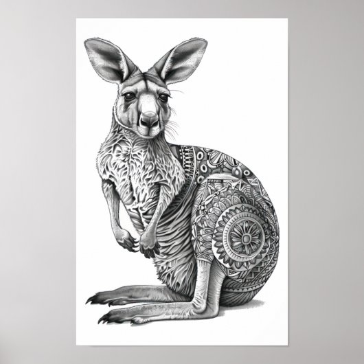 Doodle art Kangaroo Poster (Voorkant)