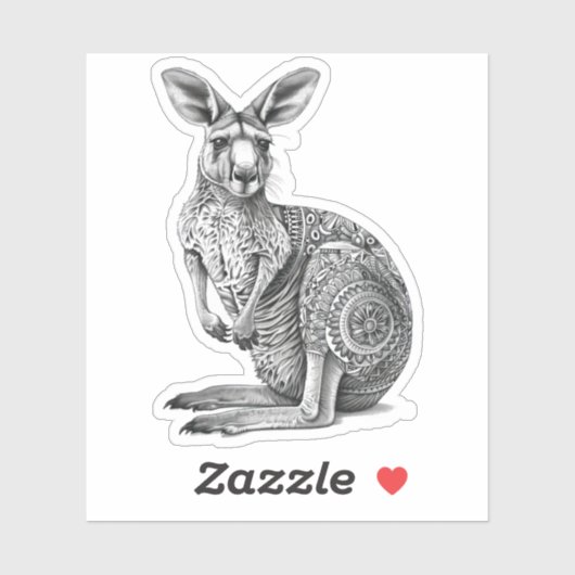 Doodle art Kangaroo Sticker (Vel)