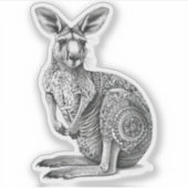 Doodle art Kangaroo Sticker (Voorkant)
