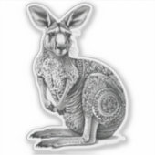 Doodle art Kangaroo Sticker (Voorkant)