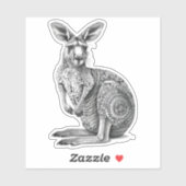 Doodle art Kangaroo Sticker (Vel)