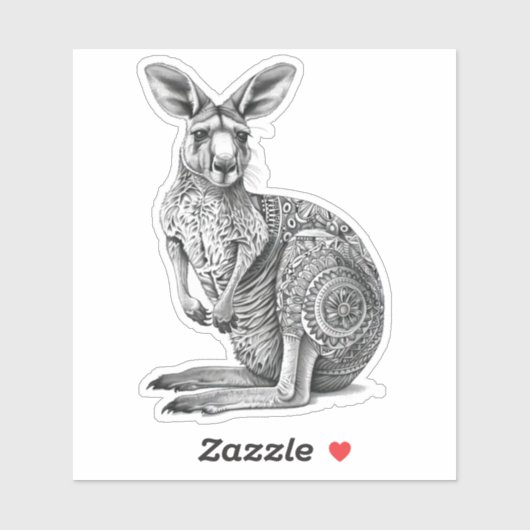 Doodle art Kangaroo Sticker (Vel)