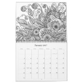 Doodle Art Kleur Bloemen Pagina's Kalender (Jan 2027)