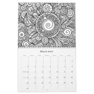 Doodle Art Kleurplaat Bloemen Pagina's Kalender