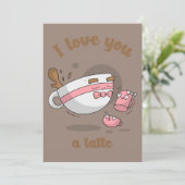 Doodle Art Latte Art Coffee Cute Cartoon Art Kaart (Staand voorkant)