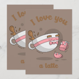 Doodle Art Latte Art Koffie Schattige Cartoon Kuns Kaart