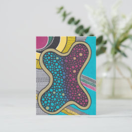 Doodle art, modern, gestoord heldere amoebe, kleur briefkaart
