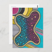 Doodle art, modern, gestoord heldere amoebe, kleur briefkaart (Voorkant / Achterkant)