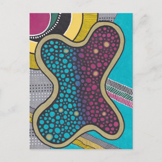 Doodle art, modern, gestoord heldere amoebe, kleur briefkaart (Voorkant)