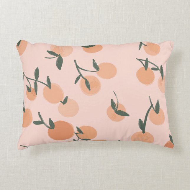 Doodle Art: Oranje kersen  patroon Accent Kussen (Voorkant)