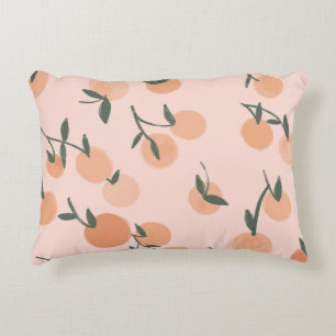 Doodle Art: Oranje kersen patroon Accent Kussen