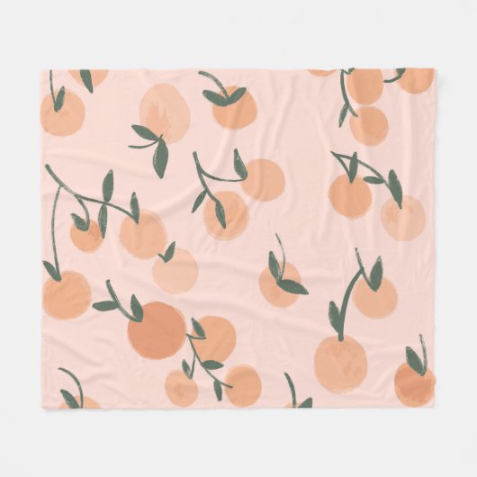 Doodle Art: Oranje kersen  patroon Fleece Deken (Voorkant (Horizontaal))