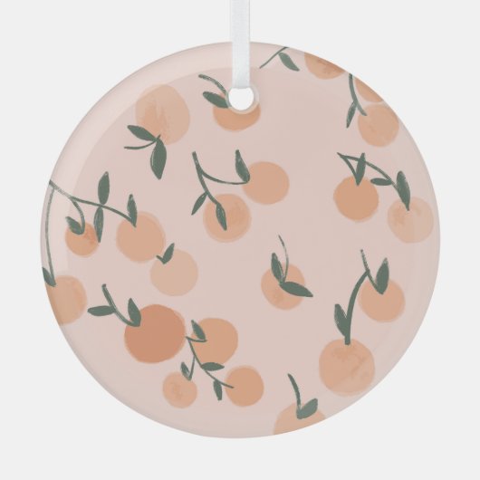 Doodle Art: Oranje kersen  patroon Glas Ornament (Voorkant)
