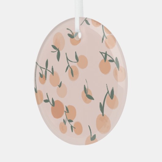 Doodle Art: Oranje kersen  patroon Glas Ornament (Voorkant links)