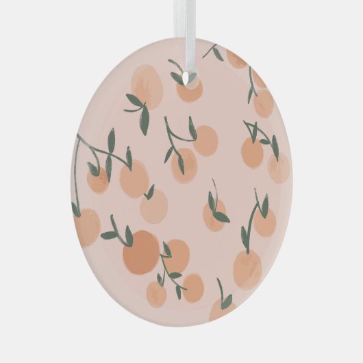 Doodle Art: Oranje kersen  patroon Glas Ornament (Voorkant Rechts)