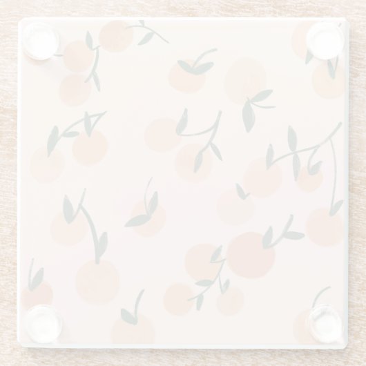 Doodle Art: Oranje kersen patroon Glazen Onderzetter (Achterkant)