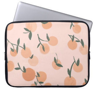 Doodle Art: Oranje kersen  patroon Laptop Sleeve
