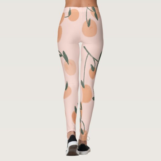Doodle Art: Oranje kersen  patroon Leggings (Achterkant)