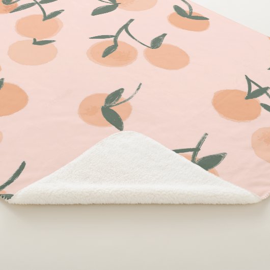 Doodle Art: Oranje kersen  patroon Sherpa Deken (3/4)