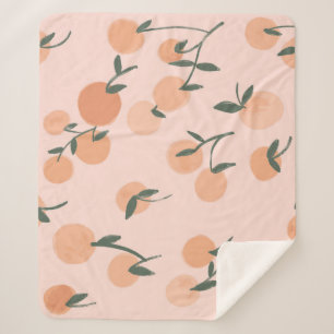 Doodle Art: Oranje kersen  patroon Sherpa Deken