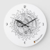 Doodle art ronde wall grote klok (Voorkant)
